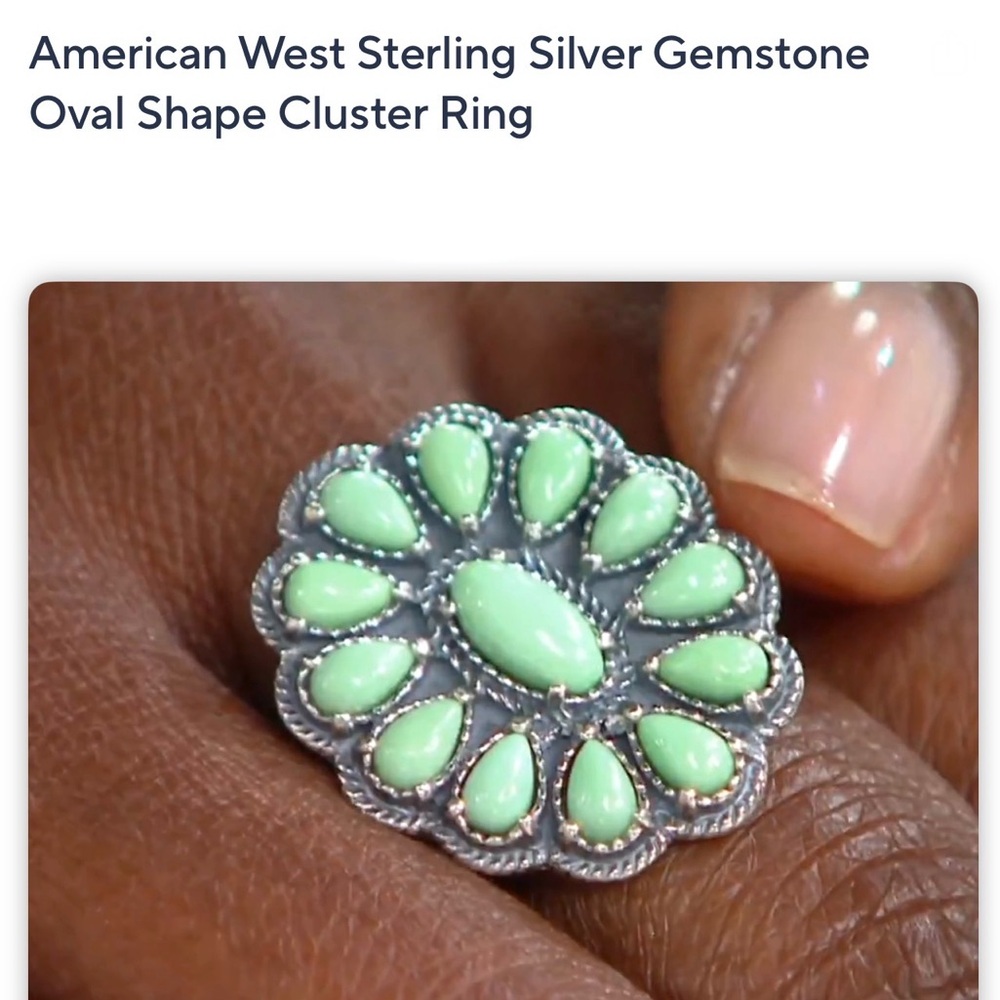 American West by Carolyn Pollack Sterling Green Variscite Cluster Gemstone Ring - Picture 3 of 13